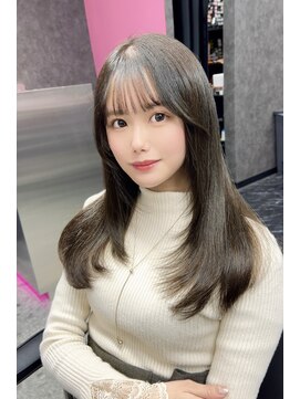 ランズ(LANDS) オリーブベージュ×レイヤーカット 韓国ワンホンヘア 大阪 梅田