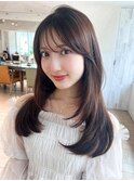 イメチェンロングレイヤー顔周りレイヤー後れ毛小顔カット美髪