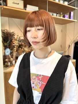 エルム 原宿 表参道(yelm) ブリーチ1回でできる夏のオレンジブラウンフェイスレイヤー