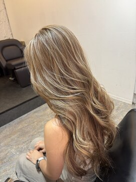 ブレンド 渋谷(BLend) ハイライトカラーくびれヘアアプリコットオレンジ