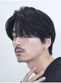 センターパートニュアンスパーマワンカールパーマ韓国コンマヘア