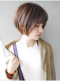 大人可愛い20代30代40代黒髪前下がりショートボブ丸みショート◎