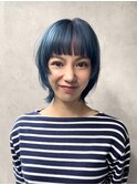 ケアブリーチ×くすみブルー◎