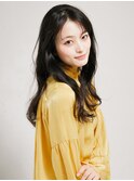 黒髪/グレーベージュ/レイヤーロング/前髪パーマ[新宿駅]