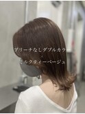 ブリーチなしダブルカラー×透明感ミルクティー