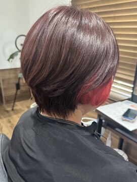 ハピネス クローバー 八木店(Happiness CLOVER) インナーカラー　レッドブラウン　艶髪スタイル　30代40代50代