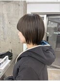 韓国顔まわりレイヤーカットグレージュオリーブベージュブラウン