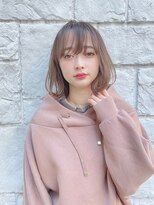 ラミ(L'ami)&nbsp;【吉田 丞】ゆるふわくびれ外はねボブ＋ミルクティーベージュ