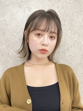 サンク 原宿 表参道(cinq) 前髪インナーカラーフェイスフレーミングミルクティーベージュ