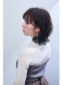 【大人女性のインナーカラー】ブルーアッシュ×グリーン