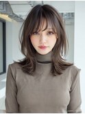 着物ヘア/ダークアッシュ/ミディアムレイヤーカット/表参道