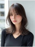 顔周りカットハッシュカットダークブラウンワンホンレイヤー韓国