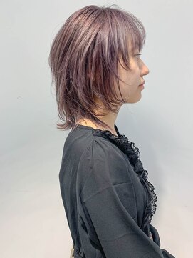 テトヘアー(teto hair) medium(ミディアムウルフ、ラベンダーアッシュ、くすみカラー)