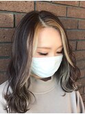 フェイスフレーミングを入れた透け感グレージュ/ミストバング