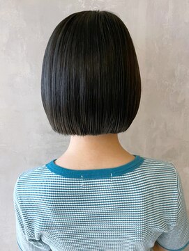 アルバム 池袋(ALBUM) ミニボブ_ペールベージュ外ハネボブセクションカラー_ba397292