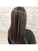 サラ艶ストレート×ハイライト/30代40代50代