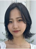 上乃裏タッセルボブ丸みショート黒髪ショートベリーショート韓国