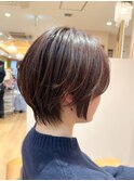 似合わせくびれショート　小顔　絶壁解消　チョコブラウン