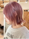 #ダブルカラー#ケアブリーチ#ハイトーン#くびれボブ#ピンク