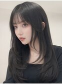 レイヤーボブハイライトブリーチレイヤーハイトーングレージュ