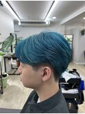 ダブルカラー×ターコイズ[津田沼駅/Men's/メンズカット/パーマ]