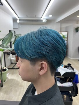 スウェル 津田沼店(Swell) ダブルカラー×ターコイズ[津田沼駅/Men's/メンズカット/パーマ]