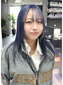 ブルー×シルバーのフェイスフレーミング♪