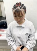 【.eer/ディア】コーンロウ/カラーエクステ/お団子ヘア