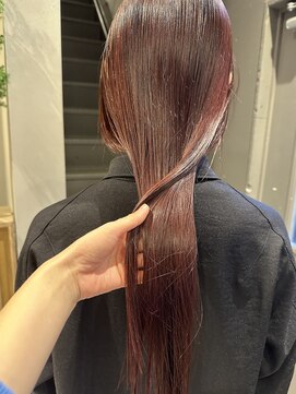 フェンヘアーアイス 中目黒(Fen.hair ici) 韓国ロングストレートスタイル前髪大人美人ダークレッド
