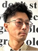 ベリーショートメンズマッシュツイストパーマボウズツーブロック