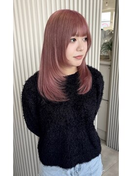 松阪/ピンクカラー/レイヤー/髪質改善トリートメント/10代/20代