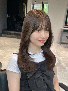 リアン バイ キートス(Lien by kiitos) ロングレイヤー/ハッシュカット/顔まわり/オリーブベージュ