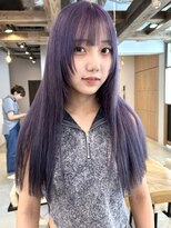 ディッセンバー 神宮前(December) パープルカラーぶどうカラーレイヤーロング /ワイドバング