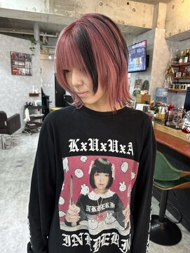 シールドヘアー 沖縄 新都心(C'LD Hair) ピンク/デザインカラー/レイヤーボブ/ボブ/切りっぱなしボブ