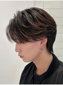 センターパートミニウルフツーブロックフェザーパーマニュアンス