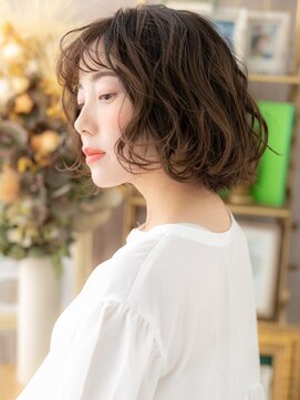 カバーヘア ブリス 戸田公園西口店(COVER HAIR bliss) 抜け感アースカラーゆるふわボブパーマA0戸田公園30代40代#14