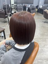 リシャルム 新保店(Re charme)&nbsp;【艶感たっぷり】レッドブラウン切りっぱなしボブ