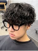 天神大名メンズパーマシャドウパーマシースルーマッシュウルフ