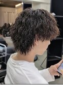 爽やか無造作ビジネスツーブロック波巻きパーマ