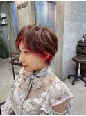 【札幌G grow】インナーフルバング大人ショート×チェリーピンク
