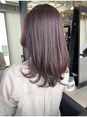 △レイヤーカットウルフカット暖色ピンクラベンダーブラウン