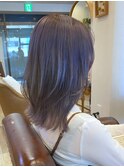 レイヤー切りっぱなしボブ×ブリーチオンラベンダーアッシュ