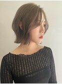 ミルクティーアッシュベージュレイヤーボブショートウルフボブ