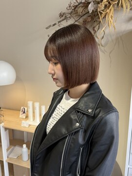 ミントリーフ 大福店(Mint leaf) ボブ×深みレッドブラウン