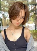 【GEEKS渋谷】ナチュラルショートウルフ/艶/マロンベージュ/小顔