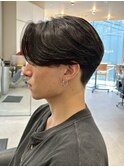 毛流れセンターパートニュアンスパーマ