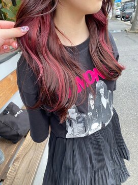 チャプター 問屋町(chapter) 韓国ヘアインナーカラーワインレッド髪質改善ロング