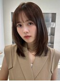 顔周りレイヤーカットくびれヘアミルクティーベージュカラー韓国
