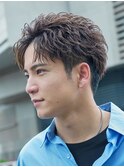 渋谷mensアクティブショートフェザーパーマセンターパート