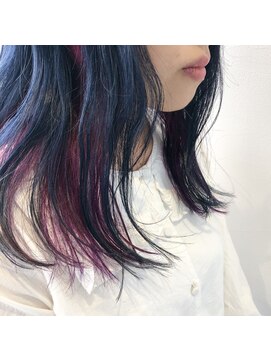 テクライズ 豊橋店(TECHRISE) ネイビーブルー×ラベンダーピンク×インナーカラー